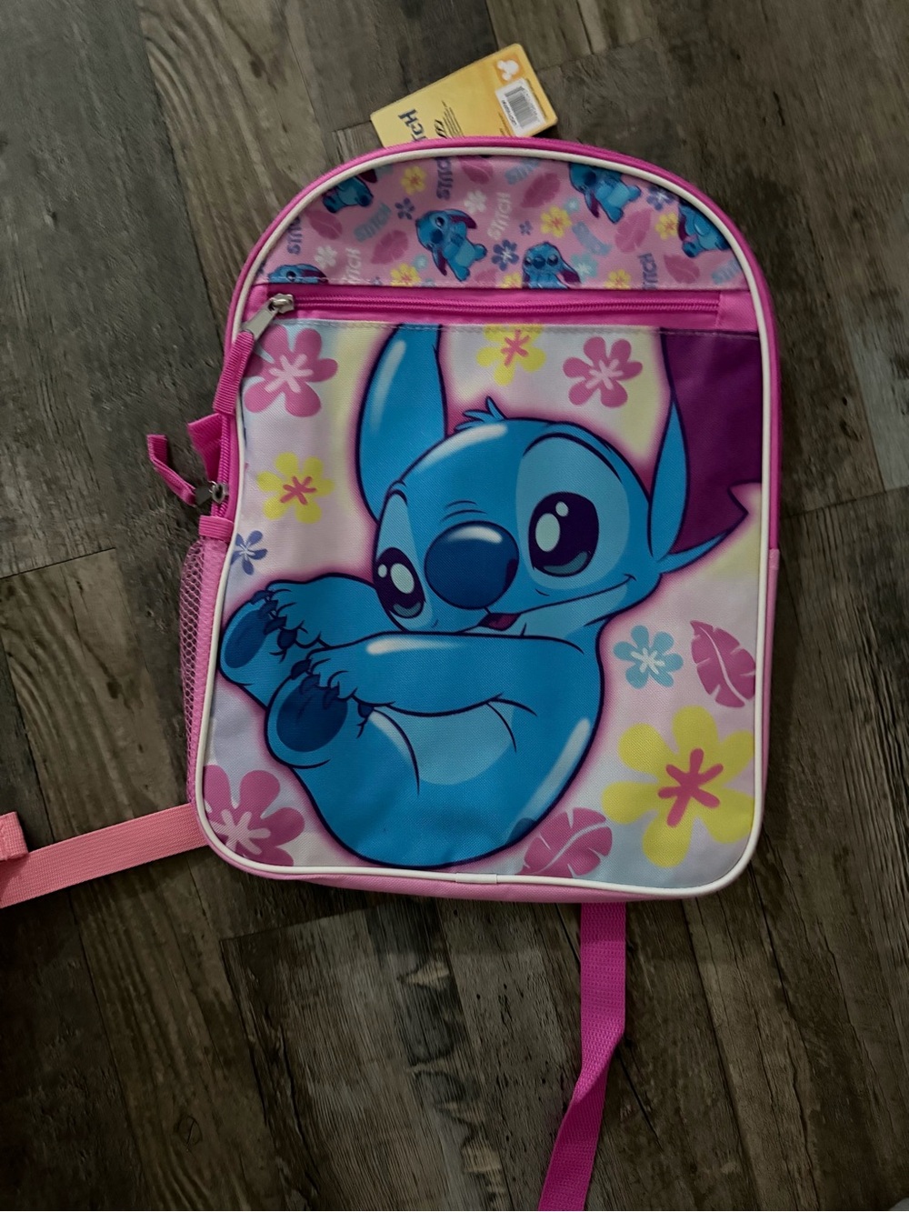 Disney Stitch Pink Kids Backpack with Floral Print